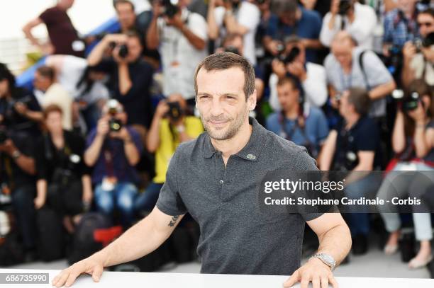 Actor Mathieu Kassovitz attends the "Happy End" photocall during the 70th annual Cannes Film Festival at Palais des Festivals on May 22, 2017 in...