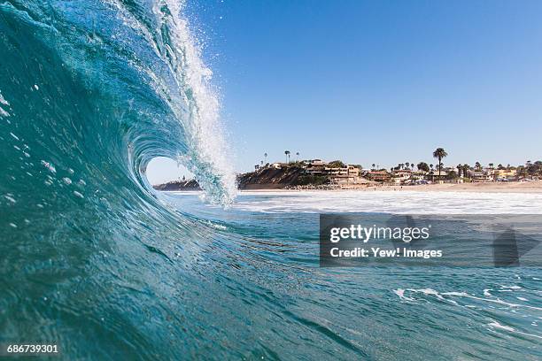 "view through crest of wave, encinitas, california, usa" - san diego california beach stock pictures, royalty-free photos & images