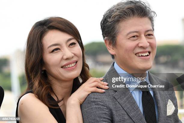 Actors Cho Yunhee and Haehyo Kwon attend "The Day After " photocall during the 70th annual Cannes Film Festival at Palais des Festivals on May 22,...