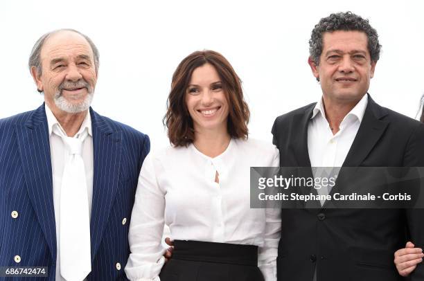Actors Mohamed Djouhri, Aure Atika and Hassan Kachach attend "Waiting For Swallows " photocall during the 70th annual Cannes Film Festival at Palais...