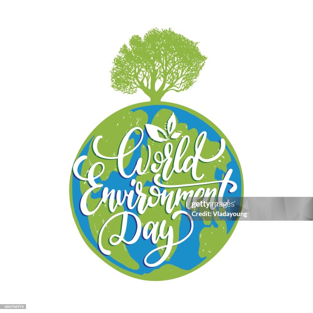 Environmental Issue Lettering World Environment Day Hand Lettering For Cards Posters Etc Vector ...