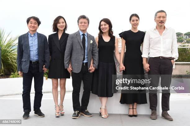 Director of the movie Kim Hyungkoo, actors Kim Saebyuk, Haehyo Kwon, Cho Yunhee, Kim Min Hee Hong and director Hong Sangsoo attend the "The Day After...