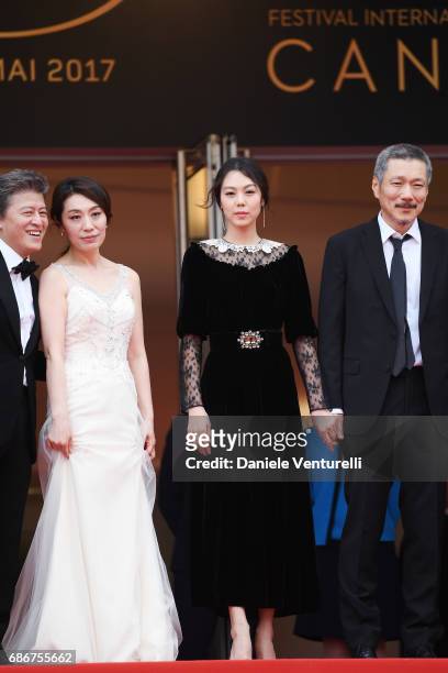 Actors Haehyo Kwon, Cho Yunhee and Kim Minhee, and director Hong SangSoo attend "The Day After " premiere during the 70th annual Cannes Film Festival...
