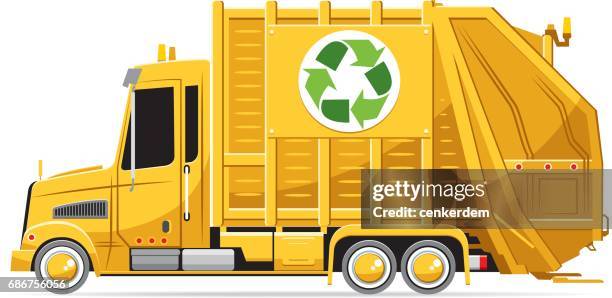 müllauto - garbage truck stock-grafiken, -clipart, -cartoons und -symbole
