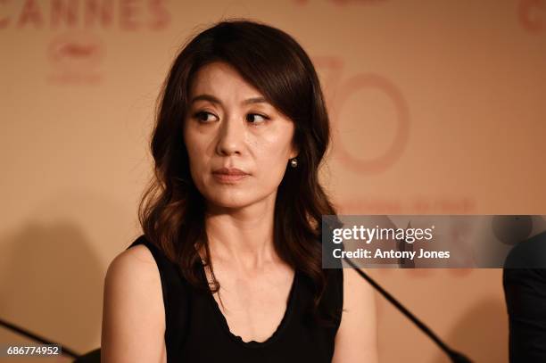 Cho Yunhee attends the "The Day After " press conference during the 70th annual Cannes Film Festival on May 22, 2017 in Cannes, France.