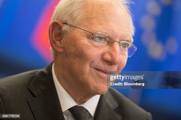 Wolfgang Schaeuble, Germany's finance minister, arrives ahead of a Eurogroup meeting of European finance ministers in Brussels, Belgium, on Monday,...