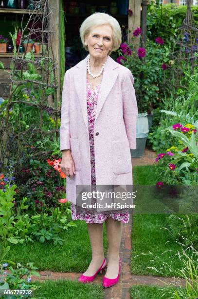 Mary Berry attends RHS Chelsea Flower Show press day at Royal Hospital Chelsea on May 22, 2017 in London, England.