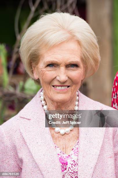 Mary Berry attends RHS Chelsea Flower Show press day at Royal Hospital Chelsea on May 22, 2017 in London, England.