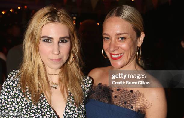 Zosia Mamet and Chloe Sevigny pose at the opening night party for The New Group Theater Company's new play "Whirligig" at Social Drink and Food Club...