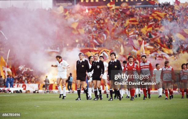 Liverpool captain Graeme Souness leads his team out before the 1984 European Cup Final between AS Roma and Liverpool, Liverpool winning on penalties...