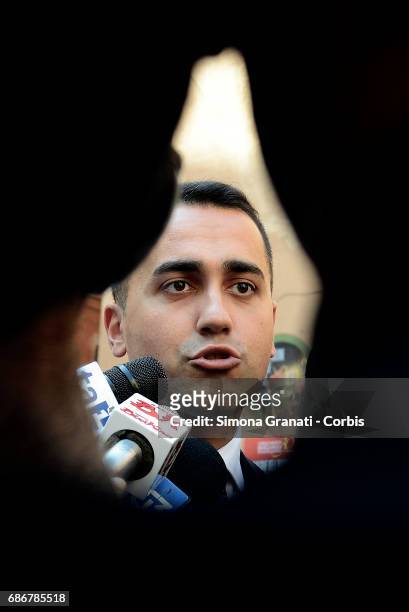 Vice-President of the Chamber of Deputies Luigi Di Maio releases interviews to the press before attending an Alternative Energy Meeting in Piazza...