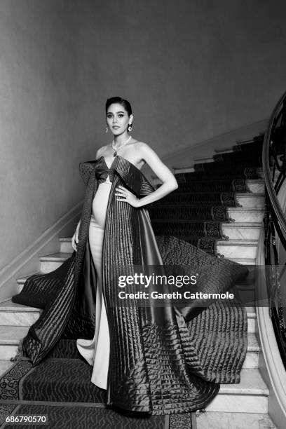 Chompoo Araya departs the Martinez Hotel on May 21, 2017 in Cannes, France.