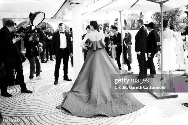 Chompoo Araya departs the Martinez Hotel on May 21, 2017 in Cannes, France.