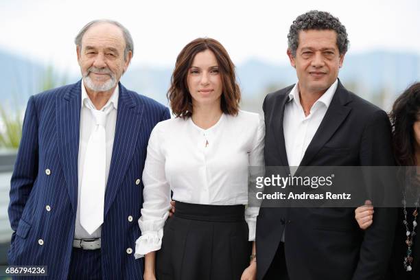 Mohamed Djouhri, Aure Atika, Hassan Kachach and Hania Amar attend "Waiting For Swallows " photocall during the 70th annual Cannes Film Festival at...