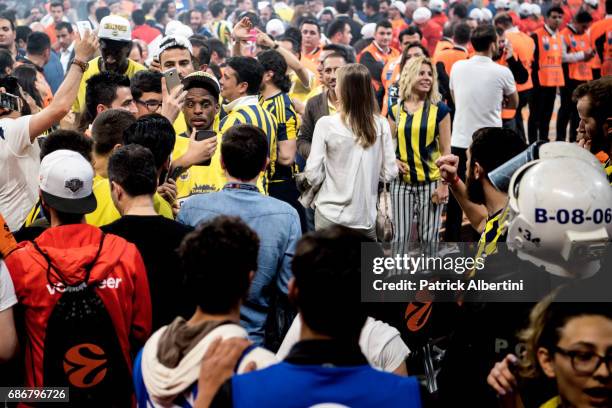 Bobby Dixon, #35 of Fenerbahce Istanbul during the 2017 Final Four Istanbul Turkish Airlines EuroLeague Champion Trophy Ceremony at Sinan Erdem Dome...