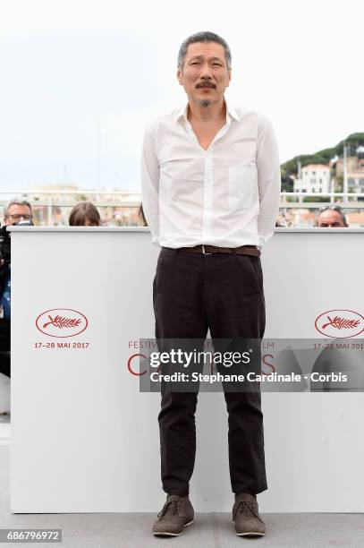 Director Hong Sangsoo attends "The Day After " photocall during the 70th annual Cannes Film Festival at Palais des Festivals on May 22, 2017 in...