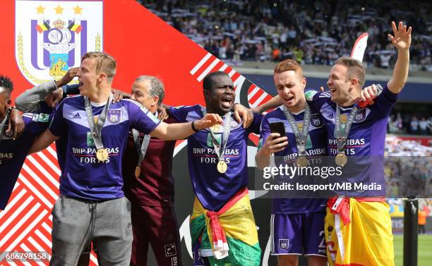 Brussels , Belgium / Rsc Anderlecht v Kv Oostende /"nJorn VANCAMP - Frank ACHEAMPONG - Adrien TREBEL - Diego CAPEL"nJupiler Pro League Play-Off 1...