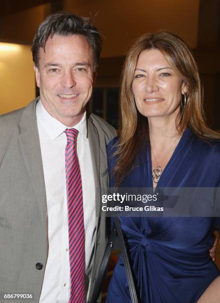 Derek McLane and wife Lia Vollack pose at the opening night party for The New Group Theater Company's new play "Whirligig" at Social Drink and Food...