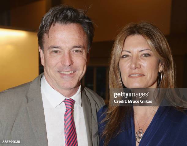 Derek McLane and wife Lia Vollack pose at the opening night party for The New Group Theater Company's new play "Whirligig" at Social Drink and Food...