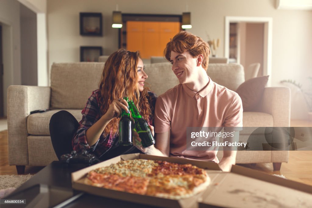 TV dinner at home