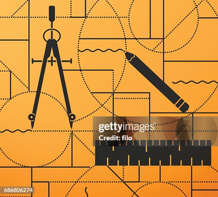 Compass And Ruler Drawing Drawing And Designing Compass Ruler Pencil Background High-Res Vector ...