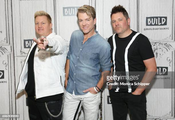 Musicians Gary LeVox, Joe Don Rooney and Jay DeMarcus of band Rascal Flatts attend Build presents Rascal Flatts promoting their new album at Build...