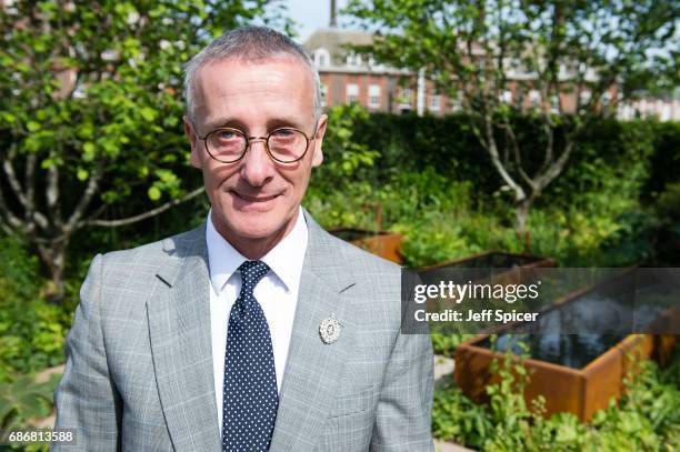 Garden designer James Alexander-Sinclair in the Zoe Ball Listening Garden during RHS Chelsea Flower Show press day at Royal Hospital Chelsea on May...