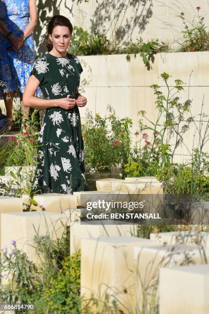 Britain's Catherine, Duchess of Cambridge arrives to view the 'M&G Garden 2017' as she visits the Chelsea Flower Show in London on May 22, 2017. The...