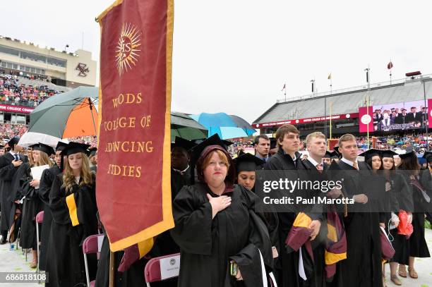 General atmosphere at the Boston College 2017 141st Commencement Exercises at Boston College Alumni Stadium on May 22, 2017 in Boston, Massachusetts....