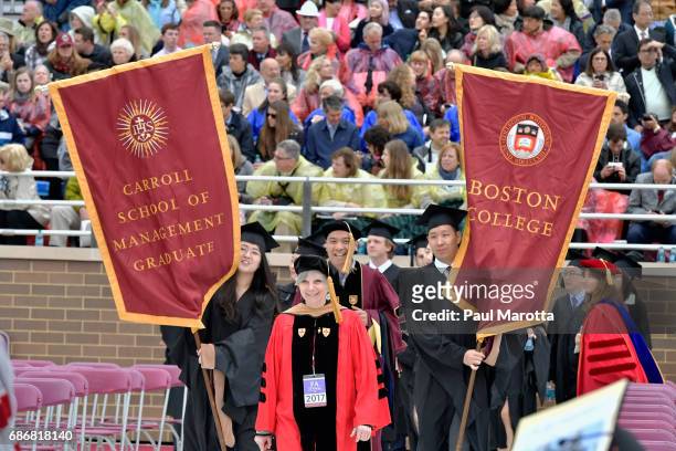 General atmosphere at the Boston College 2017 141st Commencement Exercises at Boston College Alumni Stadium on May 22, 2017 in Boston, Massachusetts....