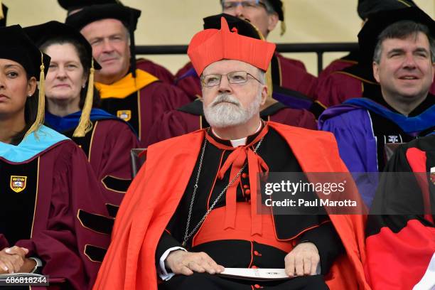 Archbishop Sean Cardinal O'Malley at the Boston College 2017 141st Commencement Exercises at Boston College Alumni Stadium on May 22, 2017 in Boston,...