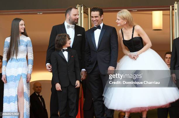 Raffey Cassidy, Sunny Suljic, Yorgos Lanthimos, Colin Farrell and Nicole Kidman attend the "The Killing Of A Sacred Deer" screening during the 70th...