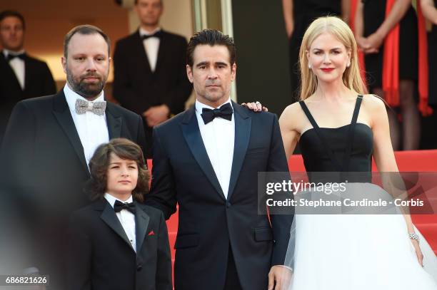 Director Yorgos Lanthimos, Sunny Suljic, Colin Farrell and Nicole Kidman attend "The Killing Of A Sacred Deer" premiere during the 70th annual Cannes...