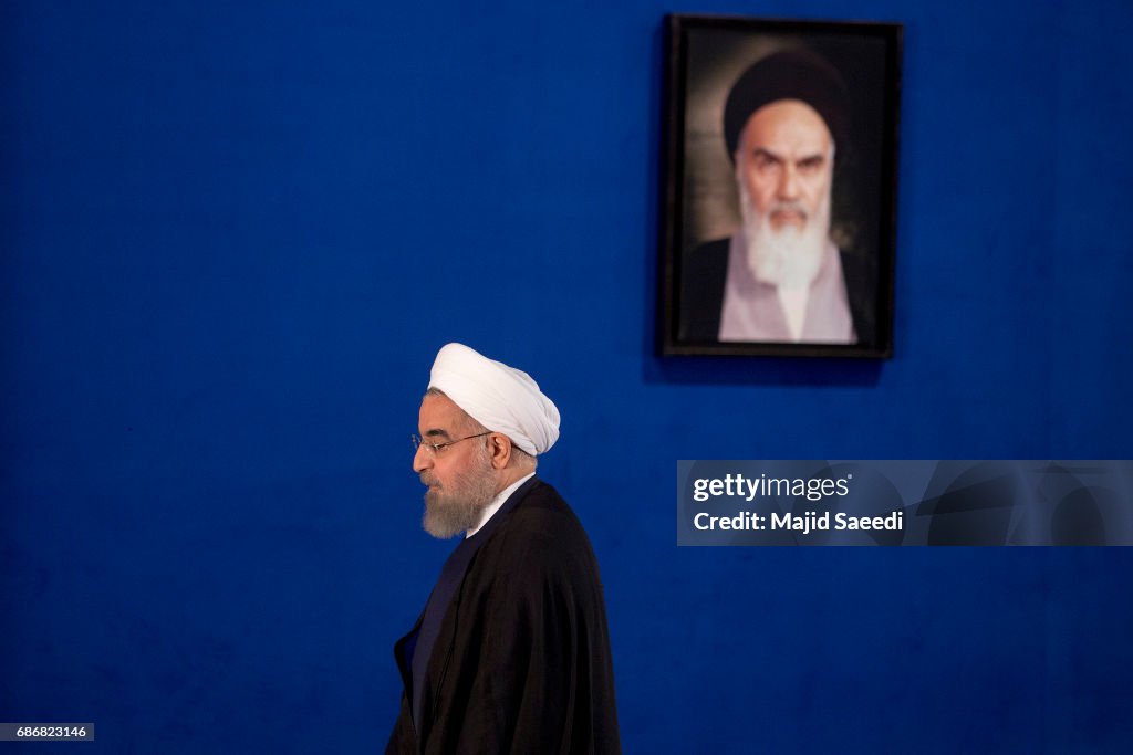 Iranian President Hassan Rouhani Gives A Press Conference In Tehran