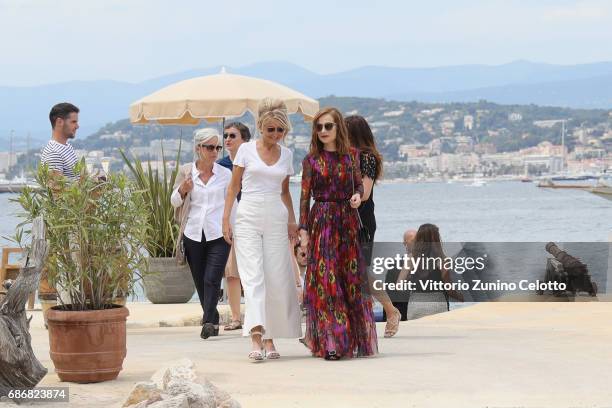 Anne-Florence Schmitt and Isabelle Huppert attend Kering Women in motion lunch with Madame Figaro on May 22, 2017 in Cannes, France.