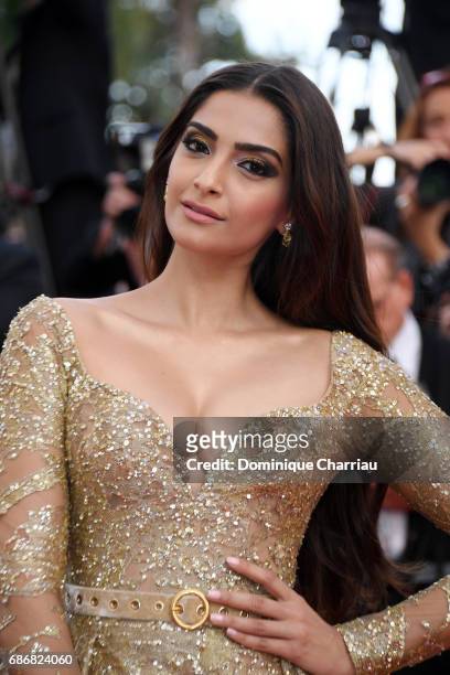 Sonam Kapoor attends the "The Killing Of A Sacred Deer" screening during the 70th annual Cannes Film Festival at Palais des Festivals on May 22, 2017...