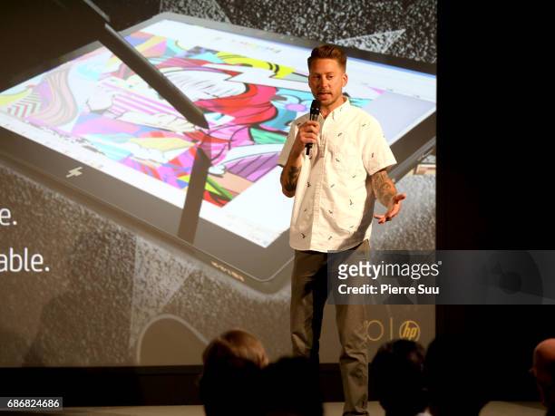 Artist POSE speaks at the HP Media Day at the 70th Cannes Film Festival at Majestic Barierre on May 22, 2017 in Cannes, France.