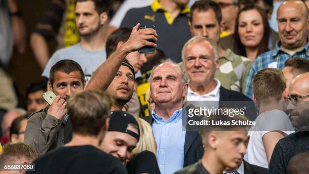 Bayern Munich President Uli Hoeness attends the U19 German Championship Final between Borussia Dortmund and FC Bayern Muenchen on May 22, 2017 in...