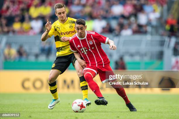 David Kopacz of Dortmund and Meritan Shabani of Munich fight for the ball during the U19 German Championship Final between Borussia Dortmund and FC...