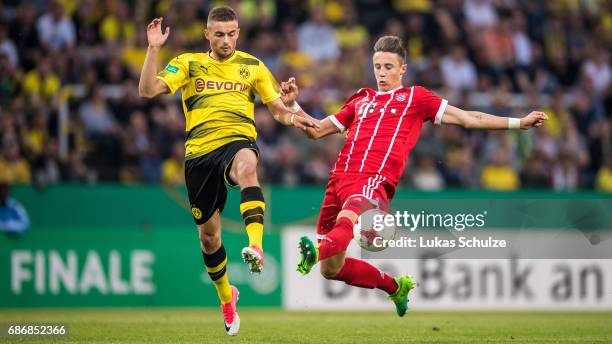 Jano Baxmann of Dortmund and Marco Friedl of Munich fight for the ball during the U19 German Championship Final between Borussia Dortmund and FC...