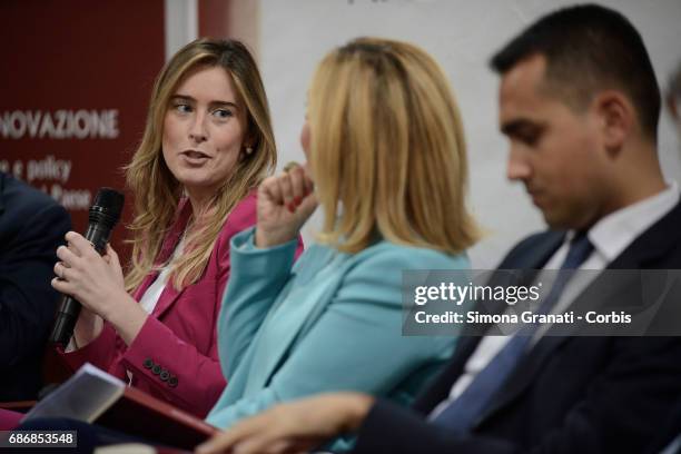 Maria Elena Boschi, Undersecretary of the Presidency of the Council and Luigi Di Maio, of the 5 Star Movement during the presentation of the book...