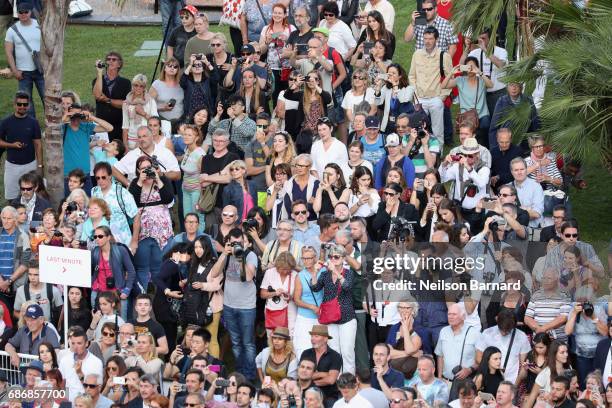 Fans attend the "The Killing Of A Sacred Deer" screening during the 70th annual Cannes Film Festival at Palais des Festivals on May 22, 2017 in...