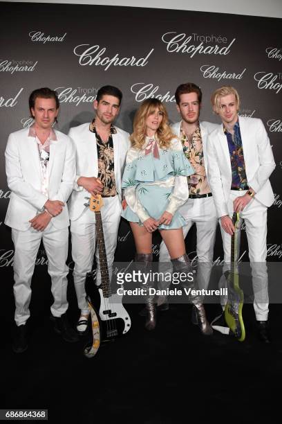 Whinnie Williams and band attend the Chopard Trophy photocall at Hotel Martinez on May 22, 2017 in Cannes, France.