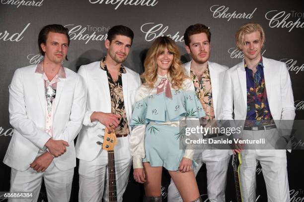 Whinnie Williams and band attend the Chopard Trophy photocall at Hotel Martinez on May 22, 2017 in Cannes, France.