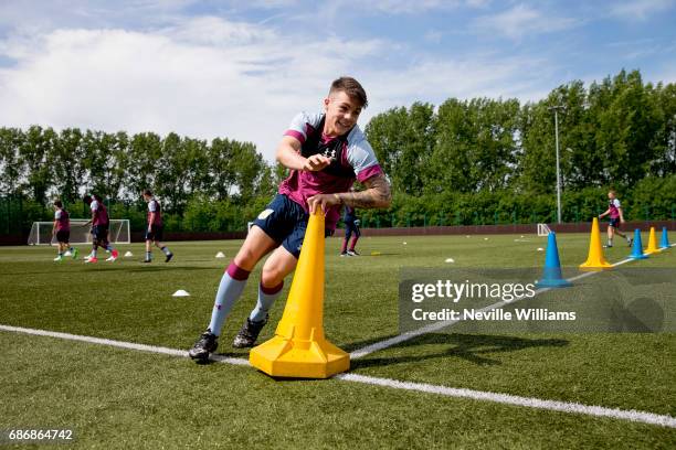 Mitchell Clarke of Aston Villa in action during a Aston Villa U23's training session at the club's training ground at Bodymoor Heath on May 22, 2017...