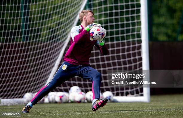 Viktor Johansson of Aston Villa in action during a Aston Villa U23's training session at the club's training ground at Bodymoor Heath on May 22, 2017...