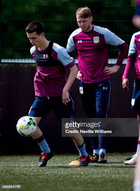 Jack Clarke of Aston Villa in action during a Aston Villa U23's training session at the club's training ground at Bodymoor Heath on May 22, 2017 in...