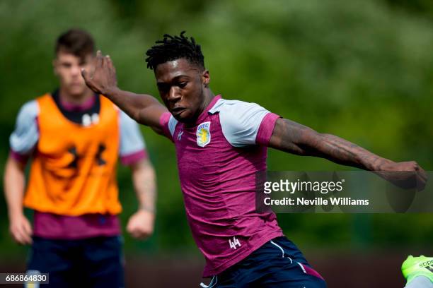 Corey Blackett Taylor of Aston Villa in action during a Aston Villa U23's training session at the club's training ground at Bodymoor Heath on May 22,...