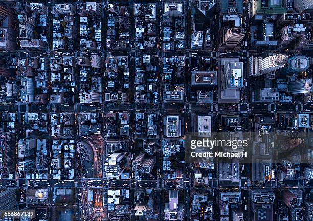 aerial photography of ny - aerial view of mid town manhattan new york bildbanksfoton och bilder
