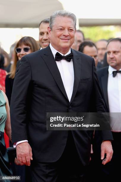 Al Gore attends the "An Inconvenient Truth" premiere during the 70th annual Cannes Film Festival at Palais des Festivals on May 22, 2017 in Cannes,...